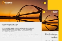 ezzsteel's homepage screenshot on desktop in english and a mobile version in arabic