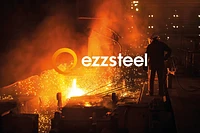 Ezz Steel logo overlayed on photo from steel factory
